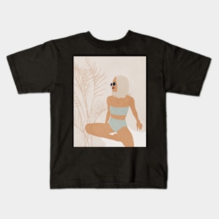 Gir, Sunglasses, Boho style art, Mid century art Kids T-Shirt